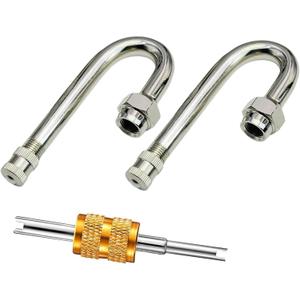 Dually Valve Stem Extenders,2Pieces 180 Degree Heavy Duty Universal Metal Valve Stem Extensions for for Truck Tires, RV Tires, Motorhome, Coach, Pickup, Motorcycle, Bike, Trailers