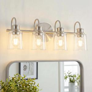 4 Lights Bathroom Light Fixtures Brushed Nickel Vanity Lights