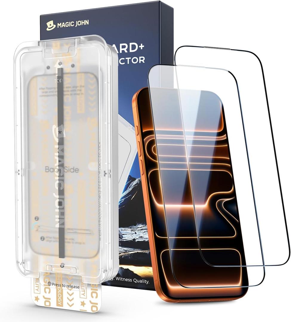 MAGIC JOHN 3rd Gen Upgraded for iPhone 17 Pro Max Screen Protector 6.9 Inch,HD Clear,Shatterproof Tempered Film,Auto Dust-Elimination,Bubble Free,Easy Installation,2 Pack