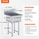VEVOR Stainless Steel Prep & Utility Sink, 1 Compartment Free Standing Small Sink Include Faucet & legs, 21"x18" Commercial Single Bowl Sinks for Garage, Restaurant, Kitchen, Laundry