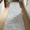 jinchan Kitchen Runner Rug 2x8 - Vintage Floral Machine Washable Non-Slip Hallway Runner Rug with Rubber Backing Ultra-Thin Carpet for Bedroom Laundry Room Farmhouse (2x8ft,Blue)