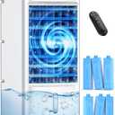 CENSTECH Evaporative Air Cooler, Swamp Cooler Air Conditioner w/ 12H Timer for Auto-off, 6 Upgraded Ice Packs, 3-Speed Windowless Air Conditioner, Smart Remote, Dual Tank Portable Air Cooler for Room