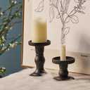 3 PCS Glass Candle Holder - Black Pillar Candle Holder Set for Candlesticks Taper Tealight - Matte Black