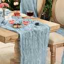 2 x Dusty Blue Table Runner Graduation Cheesecloth120 Inch Boho Rustic Gauze 10 FT Cheese Cloth Table Runners Decorations for Mother's Day Birthday Baby Shower Wedding Holiday Home Party Decor