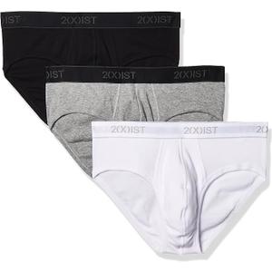 2(X)IST Mens Essential Cotton No Show Brief 3-pack White Black Gray L