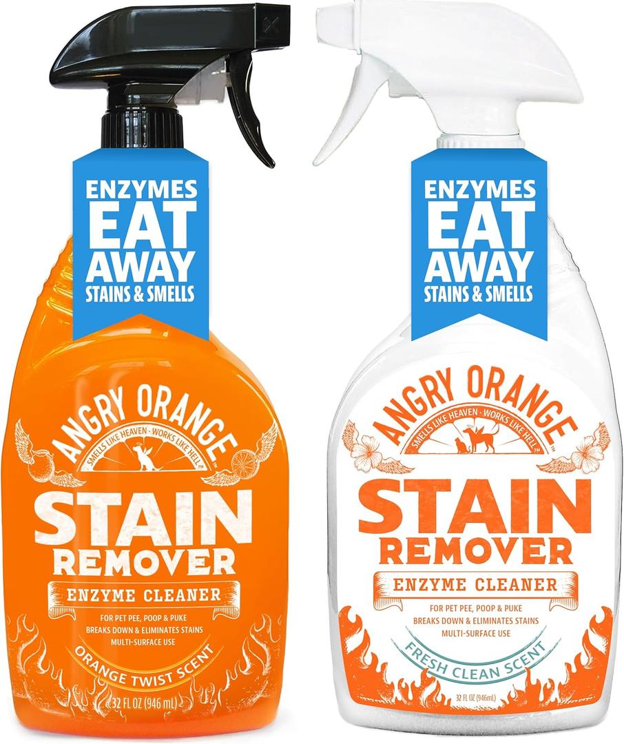 ANGRY ORANGE Pet Stain Remover for Dog Urine and Stains - Enzyme Cleaner - Citrus + Fresh Sent - Value 2 pack