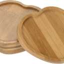 PATIKIL Plant Pot Saucer, 4 Pack Bamboo Heart-Shaped Flower Drip Tray for Indoors