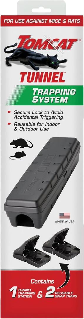 Tomcat Tunnel Trapping System for Mice and Rats, Rat & Mice Traps - 1 Tunnel Station and 2 Reusable Snap Traps