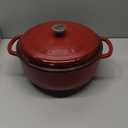 Lodge Essential Enamel Cast Iron Dutch Oven with Lid 7.5 Quart - Oven-Safe Enamel Cookware up to 500 F - Heat-Retaining Braising & Roasting Pot - Non-Toxic Cookware - Island Spice Red