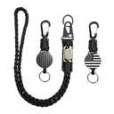 Heavy Duty Retractable Keychain - USA Flag Braided Paracord Lanyard, ID Badge Clip Reel, Necklace Keychains for Travel Work