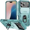 Case Compatible with iPhone 17 Pro, Shockproof Impact Resistant with Slide Lens Protective Cover Case for iPhone 17 Pro 6.3 inch (Green)