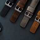 BARTON Leather and Rubber Hybrid Straps with Integrated Quick Release Spring Bars - 316L Stainless Steel - Choose Color - 18mm, 20mm & 22mm Watch Bands (Walnut & Black Buckle)
