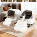 Adjustable 3 Steps Litter Box Ramp with Litter Mat, Cat Litter Box Step with Litter Trapper, Detachable & Non-Slip Cat Stair for Automatic Boxes Small Elderly Cats