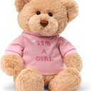 GUND Its a Girl T-Shirt Teddy Bear Stuffed Animal Plush in Pink, 12 , Tan