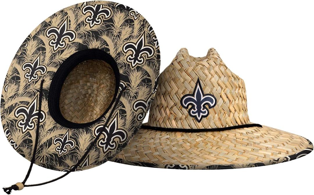 NFL Team Logo Americana Floral Lifeguard Beach Straw Sun Hat (One Size)