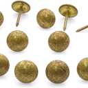 Let's Decorate 200PCS Upholstery Tacks D11mm/0.43" Antique Gold Color Pins, Sofa Decorative Tacks, Furniture Metal Thumb Tacks, Home DIY Decorative Nail Heads Nails (11mm Antique Gold)