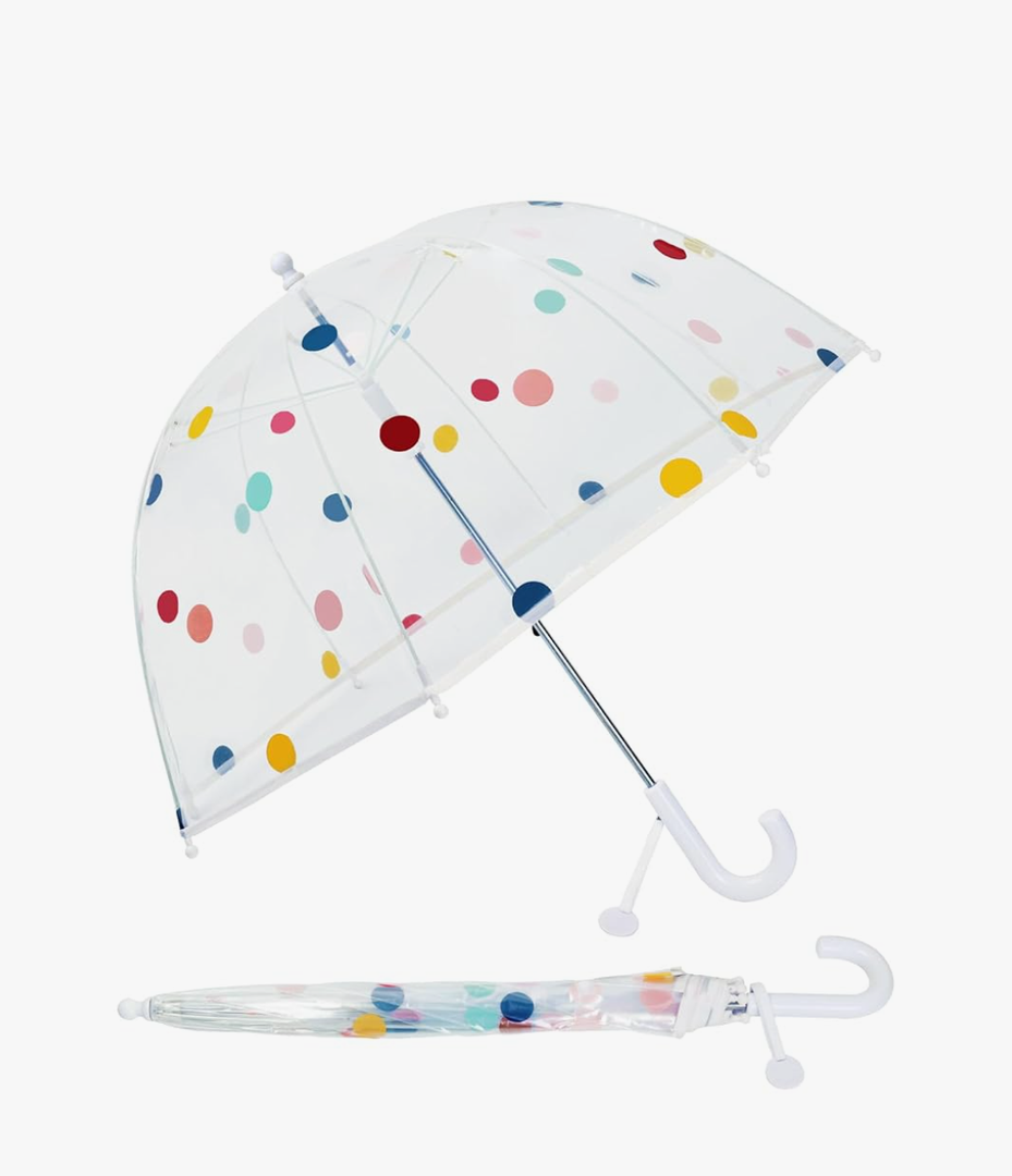 Kids Umbrella Clear Bubble Umbrellas for Rain,Transparent Dome Safety Windproof Umbrella with Easy-Grip Hook Handle for Toddler Girls and Boys