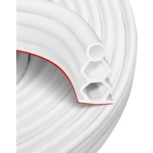 40 Feet Self-Adhesive Rubber Weather Stripping Fits Big Gaps, Extra Thick Rubber Door Weather Stripping Door Seal Strip for Door Frame Door Insulation Strip Waterproof,(White)