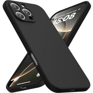 CellEver Heavy-Duty Silicone Case for iPhone 16 Pro Max Camera Protection Anti-Oil Coating Military Drop Protection, Soft Scratch-Free Interior, Black