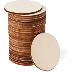 Arroyner 2" Small Wood Circles Round Wood Discs DIY Unfinished Round Blank Wooden for Crafts, School Project, Decoration 120 Pieces