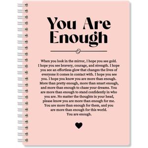 You Are Enough Pink Hardcover 160 Pages Blank Spiral Notebook, Encouragement Gifts For Employee Staff, Mental Health Gifts for Daughter Sister Aunt Bestie, Thank You Gifts for Women Colleague