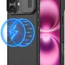 Nillkin Magnetic for iPhone 16 Case, Upgraded Slide Camera Protection, Compatible with Magsafe, Slim Shockproof Protective Phone Case for iPhone 16 6.1 inch, Black