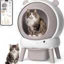 Self Cleaning Litter Box for Multiple Cats, 15L Large Automatic Litter Box with Smart APP Control, 35dB Ultra-Quiet Self-Cleaning Cat Litter Box, Dual Safety Infrared Sensors, Smell-Free, Pink-A