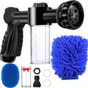 Garden Hose Nozzle, High Pressure Hose Spray Nozzle 8 Way Spray Pattern One-Touch Sprayer for Watering Plants, Lawn, Patio, Car Wash, CleaningShowering Pet (Black)