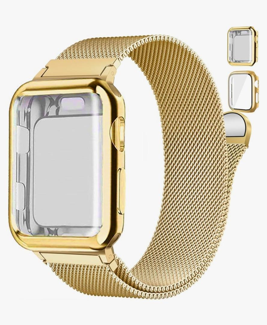 Magnetic Band and Case for Apple Watch Band 40mm 41mm 38mm 44mm 45mm 46mm 42mm Women/Men,Stainless Steel Milanese Loop Bracelet Strap with Cover Combo iWatch series 11 10 9 8 7 6 5 4 SE Ultra/2 3 49mm