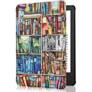 SCSVPN Case for 6 Inch Kindle 2024 and 2022 (11th Generation) - All new Slim Premium PU Leather Smart Protective Cover with Hand Strap, Auto Wake/Sleep for Kindle RS23CV / C2V2L3 E-Reader - Bookshelf