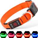 Illumifun LED Dog Collar, Adjustable Light Up Dog Collars, USB Rechargeable Water-Resistant Glowing Safety Collar Light (Orange, Small)
