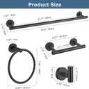 5 Pieces Matte Black Bathroom Hardware Accessories Set, Bathroom 23.6 Inch Towel Bar Set Stainless Steel Toilet Paper Holder Round Towel Racks for Bathroom Wall Mounted