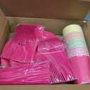 Kochorie 192 Pieces Neon Party Supplies Disposable Paper Plates Cups Napkins Plastic Forks Knives Spoons for Neon Festival Birthday Party Decor, Serves 24 Guests