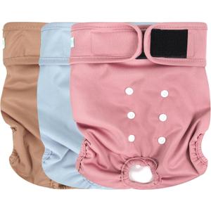 wegreeco Washable Dog Diapers Female Highly Absorbent Reusable Diapers for Doggie in Heat Dog Period for Heat Cycle, 3 Pack (Small) (Small (Newborn-10.5" Waist), Champagne Colour)