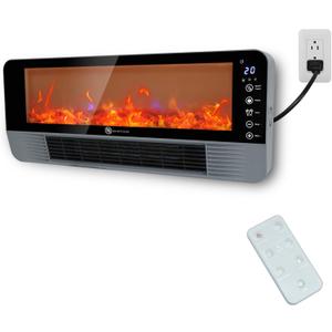 Space Heater, Fireplace Heater, Heaters for Indoor Use with 3D Flame Effect, 1500W Portable Air Conditioner Fast Heating Space, Easy Installation, Remote Control, 24H Timer