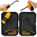 30-Piece Hex Key Set - Allen Wrench Set, SAE and Metric Allen Keys MM(0.7mm-10mm) SAE(0.028"-3/8) Heat-Treated, Torque Handle, High Leverage, Long & Short Keys, Easy Organization