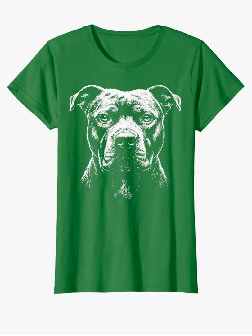 Pitbull Illustration Pit Bull T-Shirt Green S