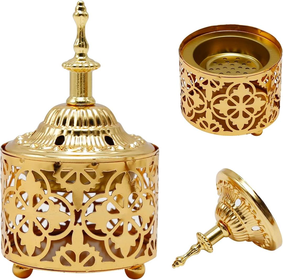 EATAKWARD Arabic Incense Burner Metal Vintage Incense Burner Aroma Lamp Incense Holder Iron Art Candlestick Decorative Candle Stand Home Scented Candle Stick for Home Tabletop Decoration