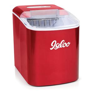 Igloo 26-lb Automatic Electric Countertop Ice Maker - 9 Cubes in 7 Mins, with Scoop and Basket (Red)