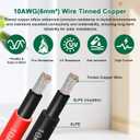 10AWG Solar Cable - 100FT Solar Panel Extension Cord 10 Gauge PV Wire with Flame Retardant Protective Sleeving Female & Male Waterproof Connector for RV, Photovoltaic Systems, Solar Panels (100 Feet)