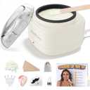 Mini Face Waxing Kit for Women, Facial Waxing Kit for Hair Removal, Eyebrow & Lip Wax Kit with 100g Beads, 50 Applicators, USB Fast Heat, Smart Constant Temp, Portable Size for Home & Travel (Beige)