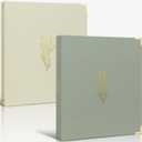 Aesthetic 3 Ring Binder Set of 2 - Sturdy 1 Inch Binder Fits Letter Sized Paper - A Cute Holder for Women or Men with Pocket Easily Organizes Your Paperwork for School, Office or Work (Beige-green)