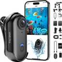 4K Action Camera, Wearable Body Camera with 64GB, Hands-Free Recording WiFi POV Camera with Waterproof Case, Back clip, Thumb Size Sports Cam Portable Camcorder for Cycling, Hiking, Fishing, Vlogging