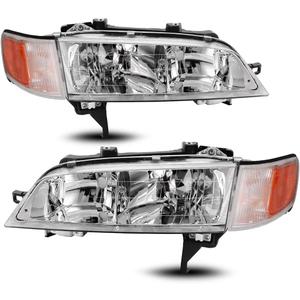 AUTOSAVER88 Headlight Assembly Compatible with Accord 1994 1995 1996 1997 Driver and Passenger Side (Chrome)