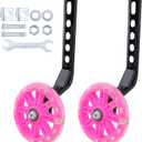 Geesatis Bike Training Wheels,Adjustable Bicycle Stabilizer Mounted Kit, Silent Training Wheels for 12 14 16 18 20 inch Single Speed Bike,Pink