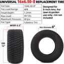 AR-PRO 16x6.50-8 Tire, 4PR Durable Tubeless Tire for Lawn Mower Tractor with Deep Turf Treads, Rim Not Included (1-Pack)