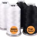New brothreads - 40 Options- Various Assorted Color Packs of Polyester Embroidery Machine Thread Huge Spool 5000M for All Embroidery Machines -2Black+2White (2xWHITE+2xBLACK)