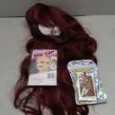 Burgundy Wig with Bangs for Women Long Burgundy Wavy Wigs 26 Inch Dark Red Wigs Natural Looking Heat Resistant Synthetic Wig for Daily Party Use