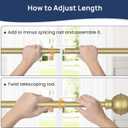 ENJOYBASICS No Drill Curtain Rods for Window 28 to 47 Inches, 5/8 Inch Diameter Renter Friendly Drapery Rod with Adhesive Brackets without Drilling, Adjustable from 27 to 52 Inches, Gold