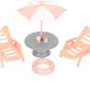 UPKOCH 12pcs Miniature Beach Chair Decor Set - DIY Dollhouse Furniture with Umbrella Accessories for Kids Toy House, Garden Pool Party (Assorted Colors, 13.5cm/5.3in)